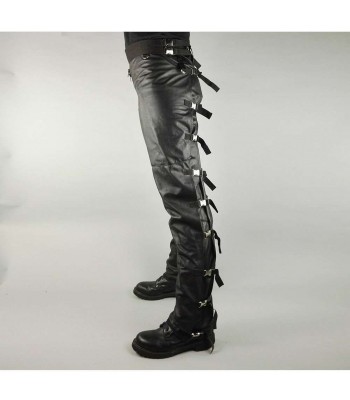 Men Gothic Punk Faux Leather Pants | Slim Fit Rocker Style Trousers